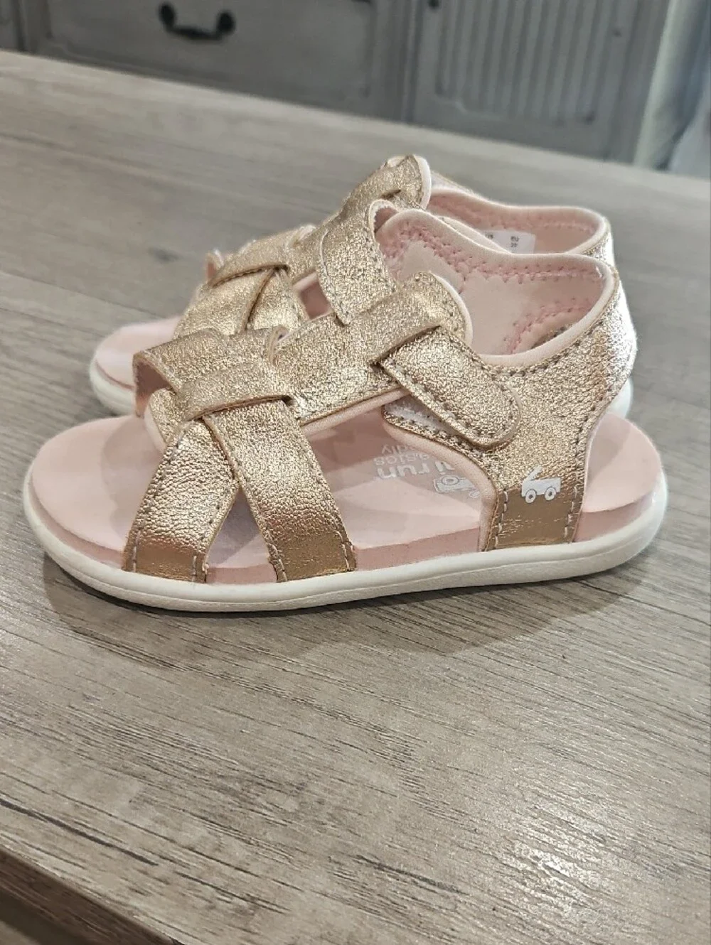 See Kai Run Metallic Rose Gold Strappy Kids Sandals size 6